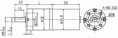 9V-16V 36 мм OD бесстыковой дисковый трансмиссионный механизм 4 поля