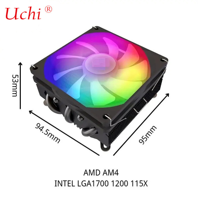 Термопроводный радиатор I3 I5 I7 I9 Lga775 1150 1151 1155 1156 1700 1366 2011 AMD AM4 AM5 Универсальный горизонтальный процессорный охладитель Фан черный